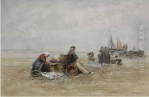 Fishermen On The Beach by Johan Mari Ten Kate