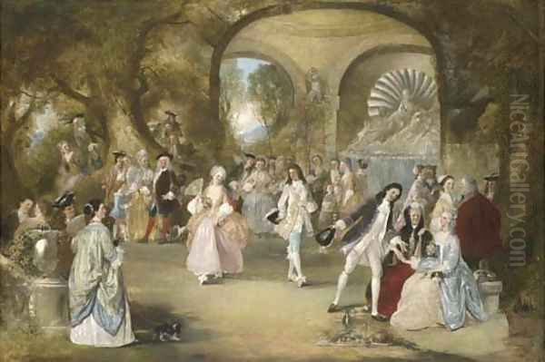 A fete champetre, with courtly figures dancing - view 1