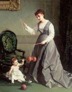 `Angel and Devil' or `Playing Diabolo, The-Devil-on-two-Sticks' 1868
