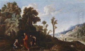 Wide Wooded Landscape With Castle On High And Biblical Figural Groups by David The Elder Teniers
