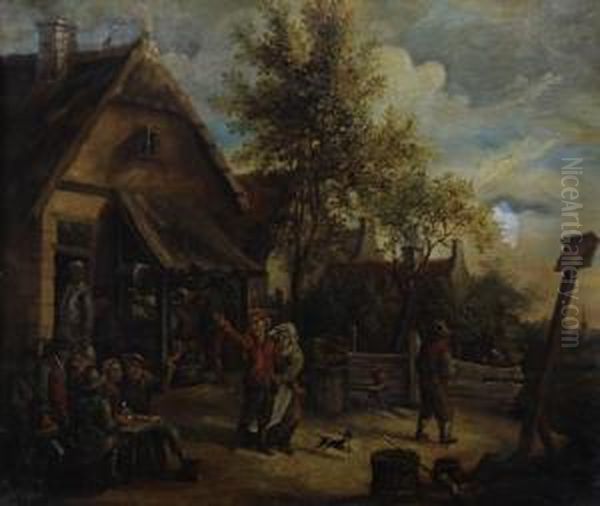 Revellers Outside A Tavern - view 1