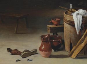 A Barn Interior With Shoes