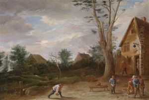 Peasants Playing Boules In Front Of An Inn Peasants Playing Boules In Front Of An Inn