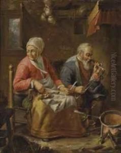 Couple De Paysans Dans Un Interieur by David Teniers Iv