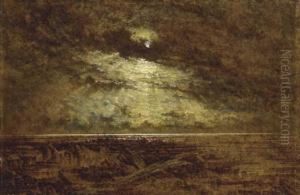 Sunset Off A Rocky Shore; And A Moonlit Shore by George F. Teniswood