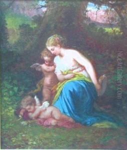 Cherub And A Wood Nymph Sing Cupid To Sleep