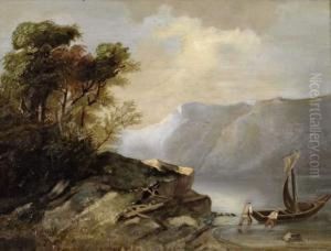 Paysage Lacustre Avec Barque by Jean Marc Benjamin Tepping