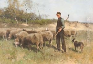 Junger Schafhirte Mit Seiner Herde by Francois Pieter ter Meulen
