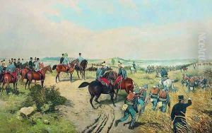 Emperor of Austria Franz Joseph I during army maneuvers by Thaddaus von Ajdukiewicz