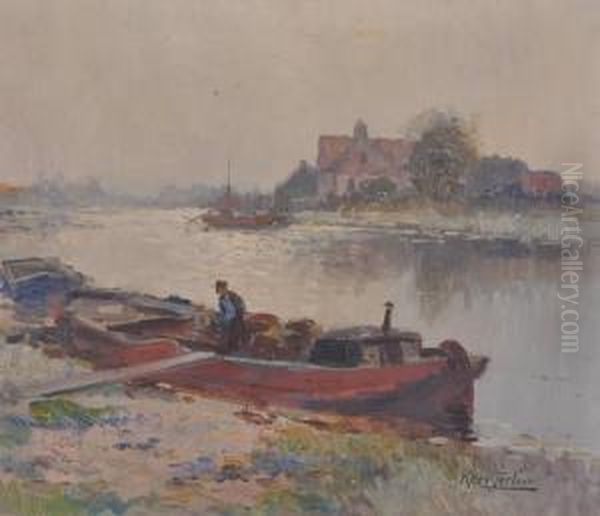 Barges On A Dutch Canal - view 1