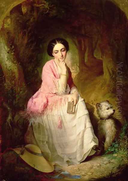 Woman Seated in a forest glade - view 1