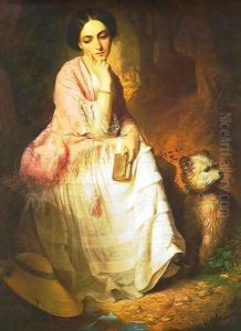 Woman in the Open Air (detail) 1853 by Gyorgyi Alajos Giergl