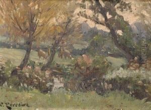 Vaches Pres Du Ruisseau by Clovis Frederick Terraire