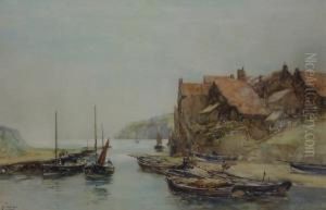 Fishing Boats At Staithes by John Terris