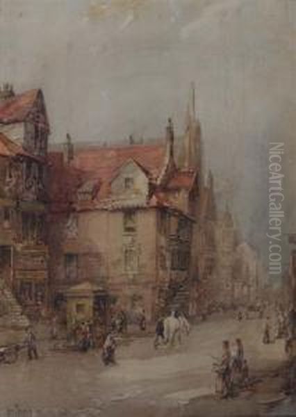Figures In A Continental Street - view 1