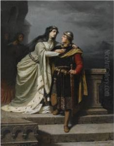 Queen Guinevere Bidding Farewell To Sir Lancelot by Emil Teschendorff