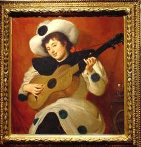 Harlequin With Guitar by Giacinto Tesio