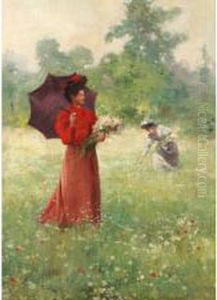 La Cueillette Des Fleurs by Louis Adolphe Tessier