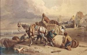 Umladen Von Waren An Der Mittelmeerkuste Umladen Von Waren An Der Mittelmeerkuste