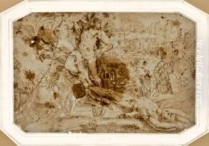 "aquiles Arrastrando El Cuerpo De Hector Ante Las Murallas De Troya".