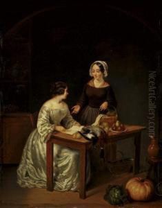 Kucheninterieur Mit Einer Eleganten Dame by Jean-Auguste Teste