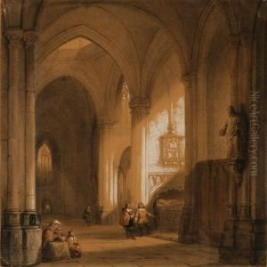 Interior From A Gothic Church by Pierre-Henri-Theodore Tetar van Elven