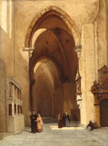 Church Interior by Pierre-Henri-Theodore Tetar van Elven