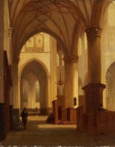 Kircheninterieur Mit Figurenstaffage by Paul Constantin D. Tetar Van Elven