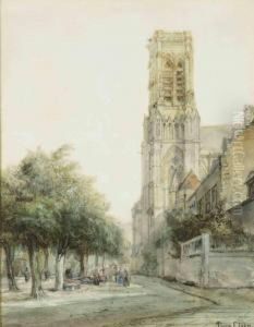 Figures On The Church Square by Pierre Tetar Van Elven