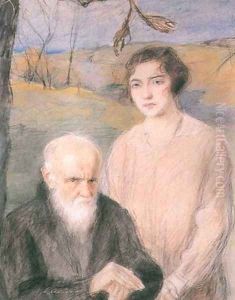 Old Man and a Girl by Teodor Axentowicz