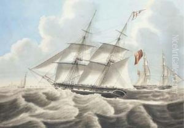 The British Brig Rosella In Two Positions Off The Low Countries - view 1