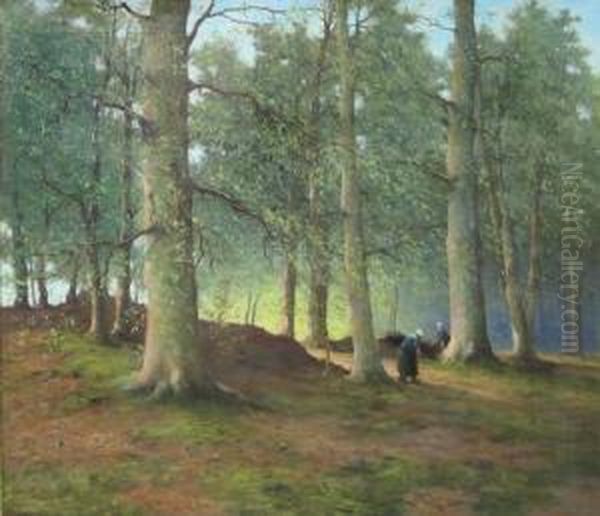 Zwei Reisigsammlerinnen Im Wald - view 1