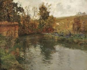 Autumn River Scene, Probably The Netherlands Or Belgium by Fritz Thaulow