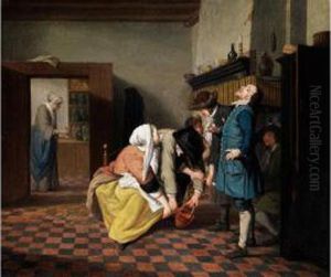 Frohliche Gesellschaft In Eineminterieur Am Kamin by Josef Horemans Younger The Jan