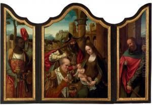 A Triptych: The Adoration Of The Magi by The Master Of The Antwerp Adoration