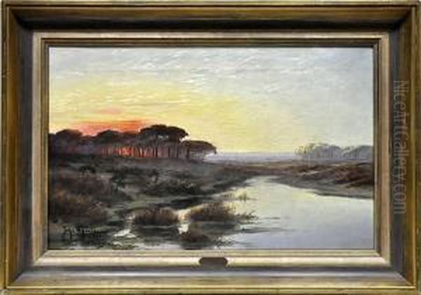 Flusslandschaft Im Abendrot - view 1