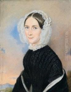 Bildnis Einer Dame In Schwarzem Kleid Und Spitzenhaubchen by Albert Theer