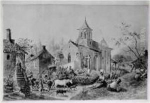 L'eglise Du Village by Antoine Charles Thelot