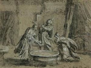 Ibrahim Wirft Seinen Erstgeborenen Printzen Ins Wasser by Johann Andreas Thelott