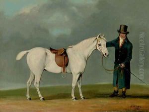 A Gentleman with a Saddled Grey Hunter by Samuel Henry Gordon Alken