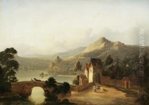 Romantischerheinlandschaft Mit Burganlage Am See