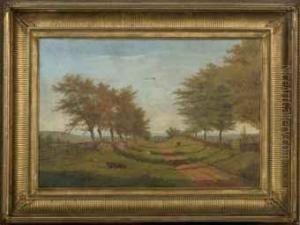 Cows By The Country Path by Charles Themmen