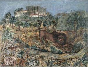 The Lion Hunt by Hadjimichail Theophilos