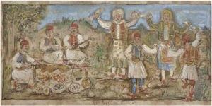 A Greek Feast by Hadjimichail Theophilos