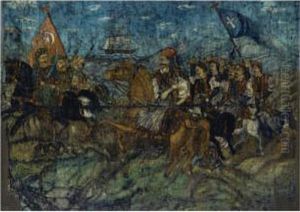 Karaiskakis At The Battle Of Faliron, 22 April 1826 by Hadjimichail Theophilos