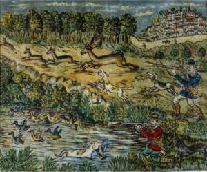 Hunting Scene by Hadjimichail Theophilos