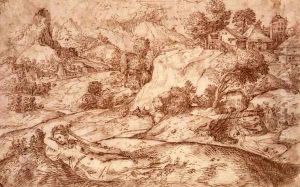 Mountainous Landscape with a Reclining Female Figure by Gian Battista Angolo del Moro