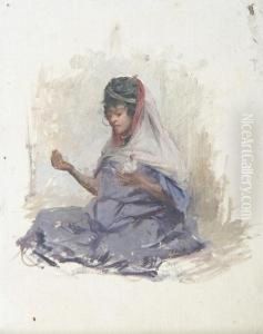 Study Of A Seated Woman by Charles James Theriat