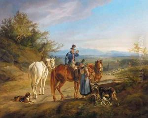 Halt on a Country Road (Rastender Reiter) by Albrecht Adam