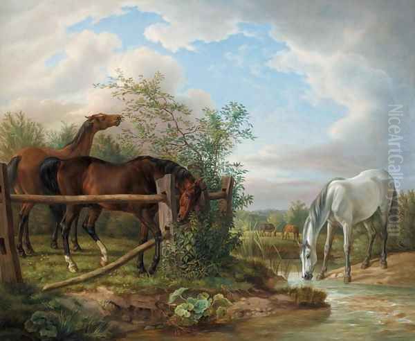 Thoroughbreds in a Paddock (Vollbluter auf der Koppel) - view 1